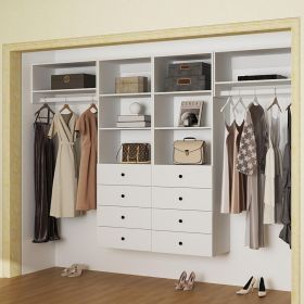 Closet Organizer System,Wall Mounted Closet Storage with  Drawers and Shelves Closet Storage for Bedroom,White