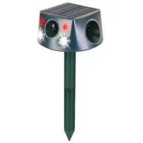 Ultrasonic Solar Animal Repeller Outdoor Mole Snake Squirrel Repellent Waterproof Bird Deer Dog Cat Deterrent With 6 Modes Motion Sensor Vibratio (Color: Green)