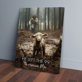 1 Piece Canvas Painting With Wood Frame, Ready To Hang, He Left 99 Sheep To Save Me, Man And Lost Sheep, Christian Wall Art, Framed Mural Print, (Option: 12x8inch)