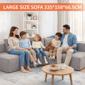 Extra Large Modular Compressed Sofa, 460cm Oversized Sectional Couch, Vacuum Packed for Easy Shipping (Color: Smoke Gray)