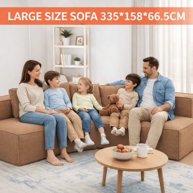 Extra Large Modular Compressed Sofa, 460cm Oversized Sectional Couch, Vacuum Packed for Easy Shipping (Color: Brown)