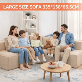 Extra Large Modular Compressed Sofa, 460cm Oversized Sectional Couch, Vacuum Packed for Easy Shipping (Color: Beige)
