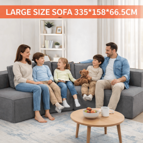 Extra Large Modular Compressed Sofa, 460cm Oversized Sectional Couch, Vacuum Packed for Easy Shipping (Color: Gray)