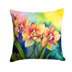 Orchids in Watercolor Throw Pillow Machine Washable, Indoor Outdoor Decorative Pillow for Couch, Bed or Patio, 18Hx18W (Default: Default)