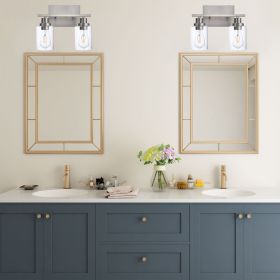 Wall Light Brushed Nickel Bathroom Vanity Lights, E26 Modern Bathroom Light Fixtures with Clear Glass Shade (Number of Light: 2-Light, Color: Brushed Nickel)