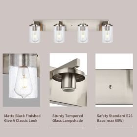 4/5/6-Light Vanity Light in Brushed Nickel Finish, Vintage Farmhouse Mirror Lights with Clear Glass Shade. (Numbers of Light: 4-Light, Color: Brushed Nickel)