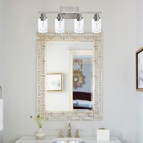 Wall Light Brushed Nickel Bathroom Vanity Lights, E26 Modern Bathroom Light Fixtures with Clear Glass Shade (Number of Light: 4-Light, Color: Brushed Nickel)